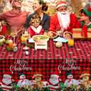 Tiamon Christmas Tablecloth Table Cover for Rectangle Table, 52 x 70 Inch Washable Red Buffalo Plaid Snowman Santa Claus Cover Decorations for Xmas Winter Holiday Party Supplies