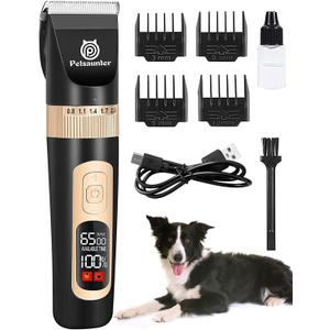 Petsaunter Dog Clippers for Grooming, 4-Speed & LCD, Low Noise Electric Trimmer for Grooming, TypeC Rechargeable Dog Hair Clippers, Super Quiet for Dogs & Pets with Thick or Heavy Coats(C95)