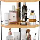 Corner Bathroom Counter Organizer, 3-Tier Wood Countertop Organizer for Perfume, Makeup Storage, Skincare Organizers for Vanity, Counter Corner Shelf for Kitchen, Bathroom, Dresser (Natural)