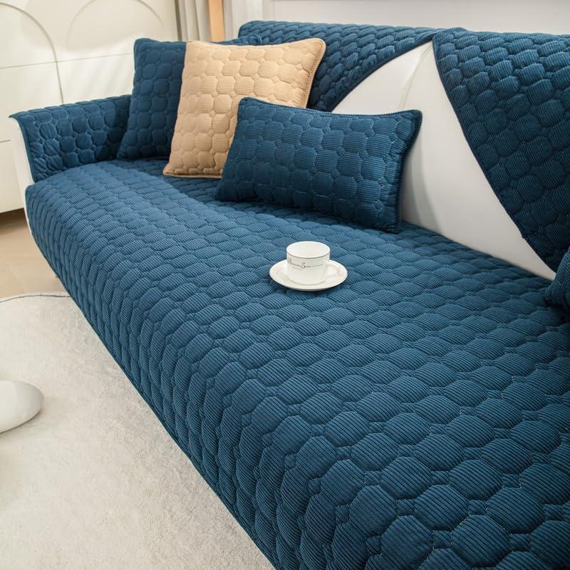 JIAN YA NA Sectional Couch Cover, Corduroy Sofa Slipcover for Pets and Kids, Anti-Slip Washable Furniture Protector for 3-Cushion Couch, Loveseat, Recliner, L-Shaped Sofa, Armrest & Backrest (1 Piece)