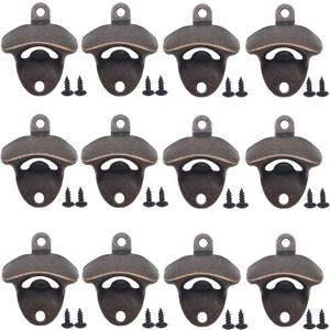 12PCS Wall Mounted Bottle Opener Vintage Beer Bottle Opener Suitable for Bars KTV Hotels Homes (Red Bronze)