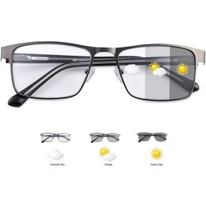 YIMI Photochromic Nearsighted Distance Glasses Spring Hinge UV400 Sunglasses Anti-Blue Light Myopia Glasses for Men Women (Black, -2.50, x)