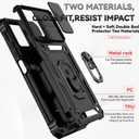 for Moto G Power 2024 Case,Motorola G Power 2024 Case with Tempered Glass Screen Protector and Slide Camera Cover, Magnetic Ring Car Mount Holder Cover for Motorola Moto G Power 2024 Black