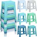 TURSTIN 12 Pack Plastic Stools 16.9 Inch Nesting Stools 6 Color Portable Backless Bar Stool Flexible Seating Chairs for Classroom Office Home, 16.9 Inches X 10.6 Inches