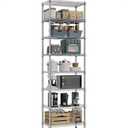 M MZG 8 Tier 2000 lbs Storage Rack Metal Wire Shelving Unit, Storage Standing Shelf Organizer for Laundry Bathroom Kitchen Pantry Closet Garage Utility Room, Chrome 13.8" D x 23.6" W x 79.5" H