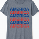 DOE Men’s Graphic T-Shirt "AMERICA" Print – Patriotic Red & Blue Stars Design – 50% Cotton, 50% Polyester – Size 2XDOE 50% Cotton 50% Polyester Size 2x