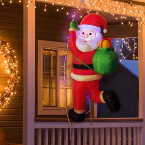 5 FT Hanging Christmas Inflatables Decorations, Santa Claus Giving Gifts Built-in LED Light, Funny Blow up Christmas Ornaments, Xmas Holiday Decor for Party Indoor Outdoor Yard Porch