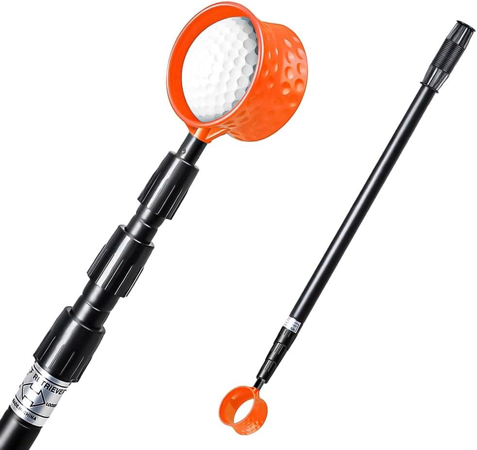 LTY Golf Ball Retriever, 18Ft 15Ft 12Ft Securely Locking Scoop Aluminum Alloy Telescopic Golf Ball Picker for Water
