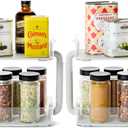 madesmart 2-Tier Plastic Multipurpose Kitchen Spice Organizer, Condiment Storage Spice Shelf for Cabinet Organization, Gray (Pack of 2)