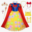 Light-Up Princess Snow White Costume for Girls Birthday,Christmas Dress Up with Accessories, 4T 5T