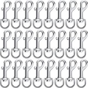Therwen 24 Pcs Swivel Snap Hooks for Dog Leash Heavy Duty 2.76 Inch Flag Clasp Single Ended Clip Hooks Multipurpose Bolt Snap for Keychain Camera Strap Linking Pet Leash(Classic Style,0.59")