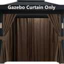 Gazebo Universal Replacement Privacy Curtain – 10' x 10' Gazebo Side Wall Outdoor Privacy Panel with Zipper (Brown, 10 * 12ft)