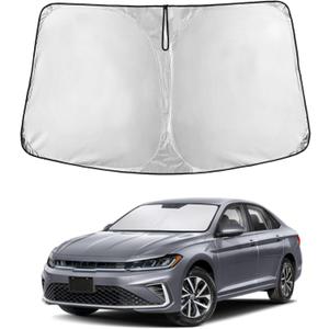 EcoNour Windshield Sunshade Compatible for Volkswagen VW Jetta 2019-2024 2025 2026, Sun Visor for Front Windshield & Window Sun Shade Cover, UV Heat Blocker & Protector, Car Accessories