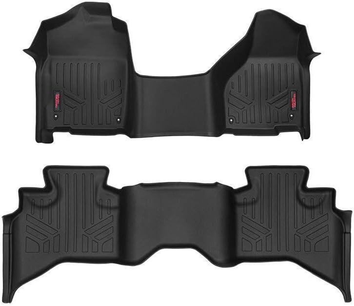 Rough Country All Weather Floor Mats Set for Dodge Ram 1500 Quad-Cab (2012-2018) - Custom Fit Rubber Floor Mats, Rubber Truck Mats, Durable, Waterproof Truck Floor Mats