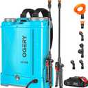 OGERY Battery Powered Backpack Sprayer 4 Gallon, 2.6Ah 21V Battery Electric Pump Sprayer with 6 Nozzles, Telescopic Stainless Steel + Plastic Wand for Lawn Garden Weed Yard Cleaning (Charger Included)