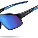 Lamicall Polarized Kids Baseball Sunglasses for Age 8-14 - UV400 Protection Sports Cycling Sun Glasses for Boys Girls Youth (Black Frame-blue Lens)