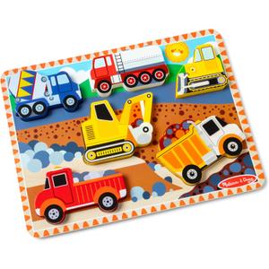 Melissa & Doug Construction Vehicles Wooden Chunky Puzzle (6 pcs) - FSC Certified