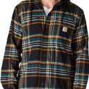 Carhartt Men's Rugged Flex Relaxed Fit Flannel Fleece Lined Hooded Shirt Jac, L