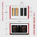 4 Slice Toaster Touch Screen, Stainless Steel Toasters Digital Timer, Dual Control Panel Toasters, 8 Shade Settings 6 Bread Types for Bagel, Cancel, Defrost 1650W Red