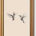 Golden Framed Canvas Wall Art Vintage Peacock, Classic Vine With Poppies Floral Canvas Print Wall Decor, Bird Art Print Wall Hanging 13x16 inch, for Bedroom Bathroom Living Room Decor