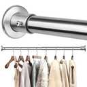 Closet Rods For Hanging Clothes, 17-28 Inch Adjustable Closet Rod, Stainless Steel Heavy Duty Closet Hanging Rod-Silver