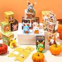 Blueweenly 24 Sets Thanksgiving Mini Animal Plush Toy with Boxes Thanksgiving Friendsgiving Gift Fall Tiny Animal Plush Toy with Pumpkin Maple Leaves for Party Favors Goodie Bag Filler Exchange Gift