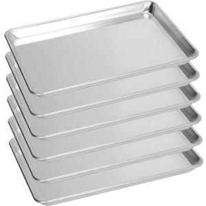 6 Pack Big Size Baking Sheet Pan, Aluminum Commercial Cookie Sheet Pan, Durable & Anti-Stick 15x 21, 6-pack Solid Large Size