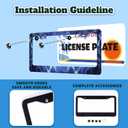 Blue Lightning License Plate Frame Funny Thunder License Plate Holder for Front or Rear Car Tags Reusable Durable Stainless Steel Car Decoration with Screws 6.3 X 12.2 Inch for Men Women