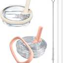 2 Pack Stanley Cup Lid Replacement 40 oz, Only for Stanley Quencher H2.0, Spill-Proof Design, High-End Anti-Fall And Heat-Resistant Material (Beige and Pink Set)