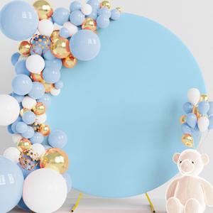 Wokceer 6.6FT Round Backdrop Cover Round Arch Covers with Buckles Polyster Dusty Blue Circle Balloon Arch Cover for Wedding Birthday Party Ceremony Decor