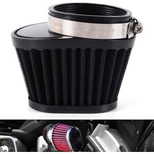 Motorcycle Air Filter Universal Replacement Engine Filter High Performance Clamp on Pod Air Filters for Motor Car Minibike Cold Air Filter (Black, 51MM)