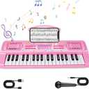 Kids Keyboard Piano, 37 Keys Keyboard Electric Digital Piano, Early Learning Educational Musical Toys Piano for Kids Toddlers Beginners with Music Stand, Microphone - Christmas Birthday Gifts, Pink