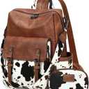 Backpack Purse for Women PU Leather Back Packs Designer Ladies Shoulder Bag Fashion Faux Work Travel Handbags (Cow Brown)