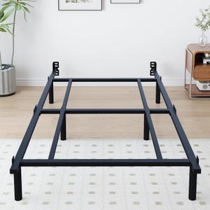 Twin Metal Bed Frame, 7 Inch Low Heavy Duty Platform Bed Frames Twin Size for Box Spring and Mattress, Easy Assembly, Noise-Free, Adjustable, Black