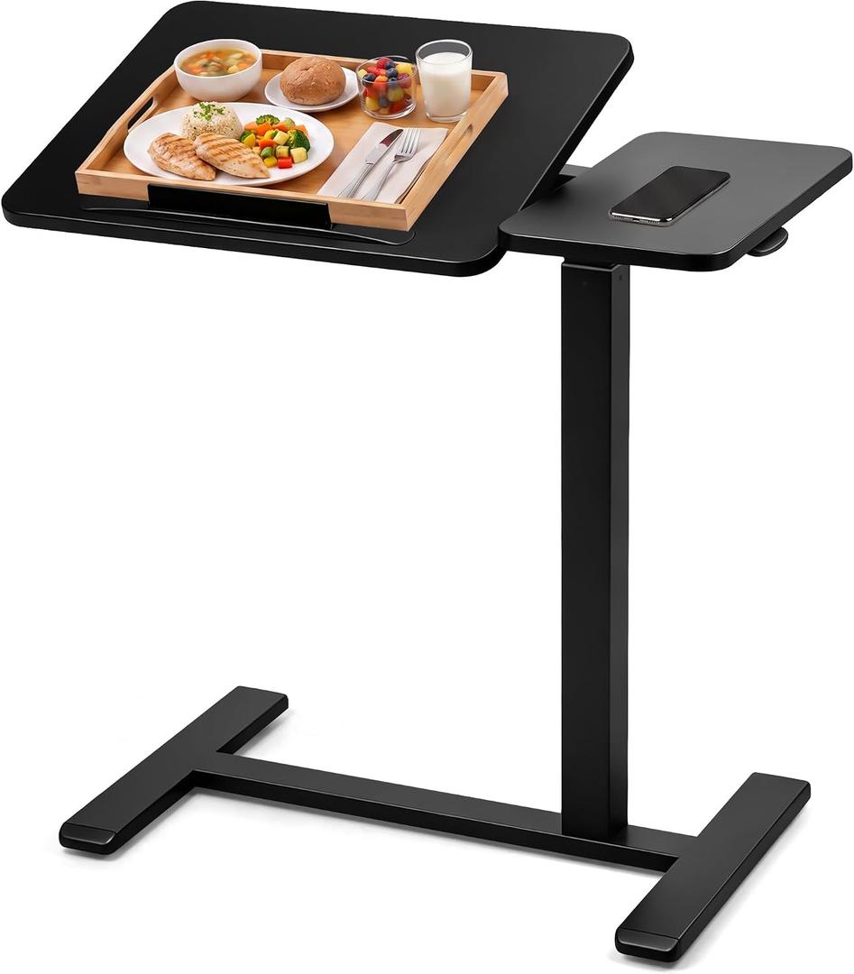 Adjustable Overbed Table with Wheels, Rolling Laptop Table for Bed & Sofa, 26.18"-42.12"