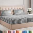 Split King Size 5 Piece Sheet Set - Comfy Breathable & Cooling Bed Sheets Set - Hotel Luxury Bedding for Women, Men, Kids, Teens, Boys & Girls - Deep Pockets & Wrinkle Free - Oeko-Tex - Grey Stripes 3