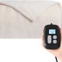 Heated Blanket Electric Blanket Queen Size 84''x90'' with 10 Heating Levels, 1-12 Hour Auto Shut Off, Machine Washable, Dual Controller Soft Warming Blanket for Couch, Bed, Office - White