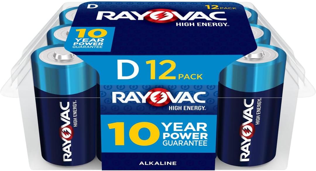 Rayovac High Energy D Batteries (12 Pack), Alkaline D Cell Batteries