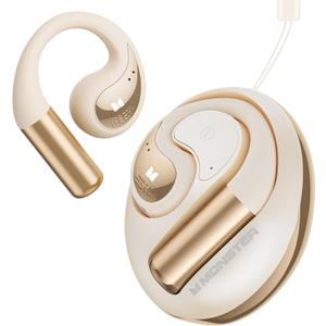 Monster Open Ear AC335 Headphones, Bluetooth 5.4 Wireless Headphones with Stereo Sound, 24H Playback, Crystal Clear Calls, Stylish Rotating Case with Lanyard, Sweat Resistant Open Ear Wireless Earbuds