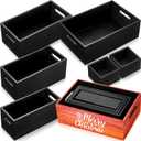 Set of 6 Wood Storage Boxes with Handles Wooden Nesting Crates Rustic Farmhouse Storage Container for DIY Crafts Party Home Table Decoration Display(Black)