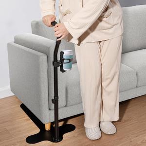 Black Alloy Steel Adjustable Height Chair Lift Assist with Cup Holder, Prevents Falls, 350 lbs Capacity, 5 Position Height Adjustability, Ideal for Elderly, Disabled, Handicap