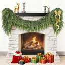 Christmas Garland Real Touch Cedar Garland Christmas Decorations 6 ft Soft and Lush Realistic Faux Pine Garlands for Mantle, Table, Stairs, Doorframe, Fireplace Indoor Outdoor Holiday Decorations