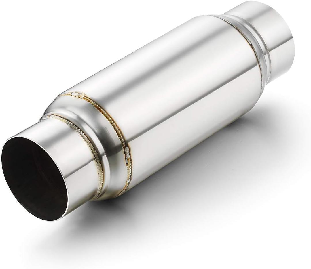 Exhaust Resonator 3" Inlet, A-KARCK 3" Inlet 3" Outlet 12" Overall Length Muffler Resonator Deep Tone Clear Up Rasp