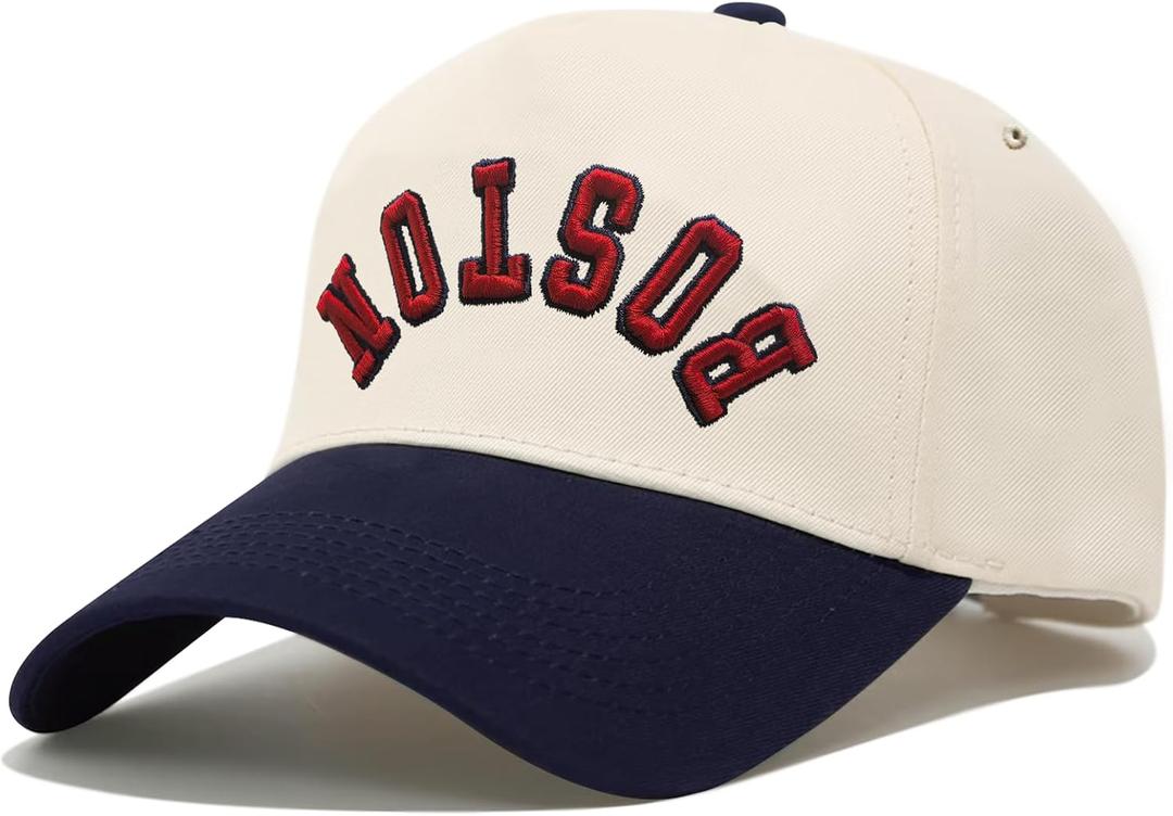 3D Embroidered Upside Down City Baseball Hat ，Adjustable Football Hat for Men Women Game Day Apparel Gifts (White, M)