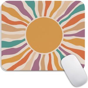 Square Mouse Pad Retro Sun,Personalized Premium-Textured Custom Mouse Mat Design,Washable Mousepad Cloth,Non-Slip Rubber Base Computer Mouse Pads for Wireless Mouse