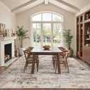 Cochyean 8x10 Area Rugs - Washable Rug for Living Room, Ultra-Thin Abstract Rug, Indoor Non-Slip Rug for Bedroom, Stain Resistant Large Area Rug, Super Soft Low Pile Rugs, Brown