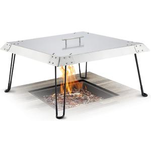 Maplefield Stainless Steel Fire Pit Heat Deflector Outdoor Heat Shield for Tabletop & Camping Stove