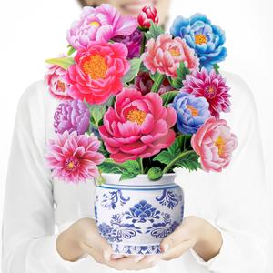 Airpark Mothers Day Gifts Pop Up Flower Card, 3D Peony Bouquet Mothers Day Cards for Mom Women, Birthday, Thank You, Teacher Appreciation Gifts, Floral Card with Envelope & Note
