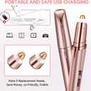 Eyebrow Trimmer for Women, Rechargeable Eyebrow Hair Remover, Painless Electric Razor with 2 x Replacement Heads, Eye Brow and Face Epilator Hair Removal (Rose Gold)