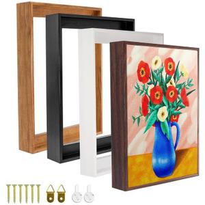Canvas Floating Frame Wood-Look Floater Frames for Canvas Paintings Black Wood Picture Frames Wall Art Painting Frame Decor 16x16inch, Black